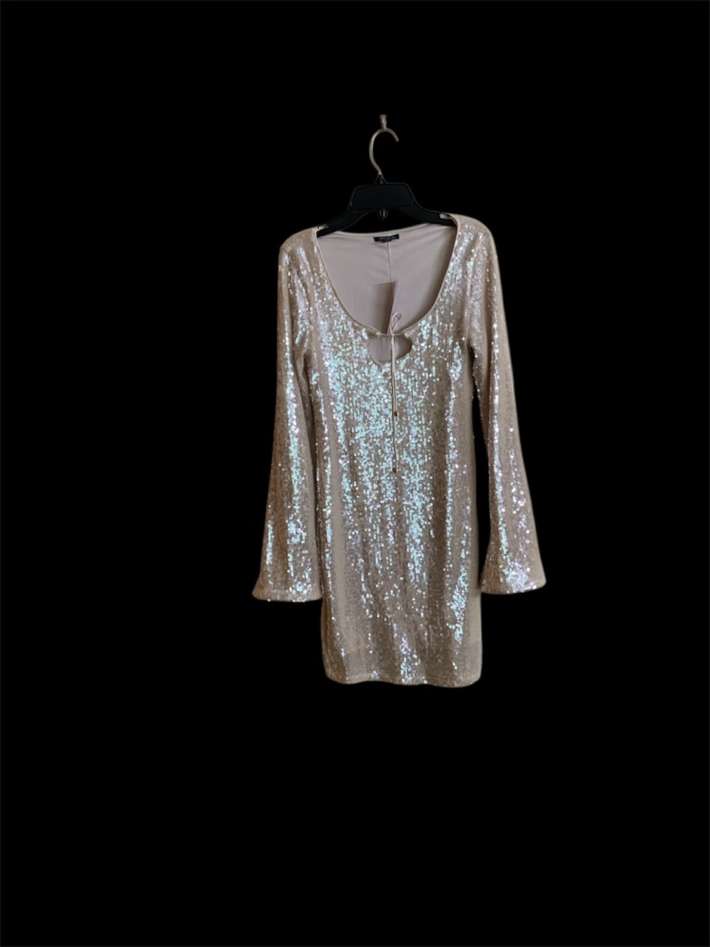 wild fable women’s Sequin long sleeve Mini Dress in Champagne
